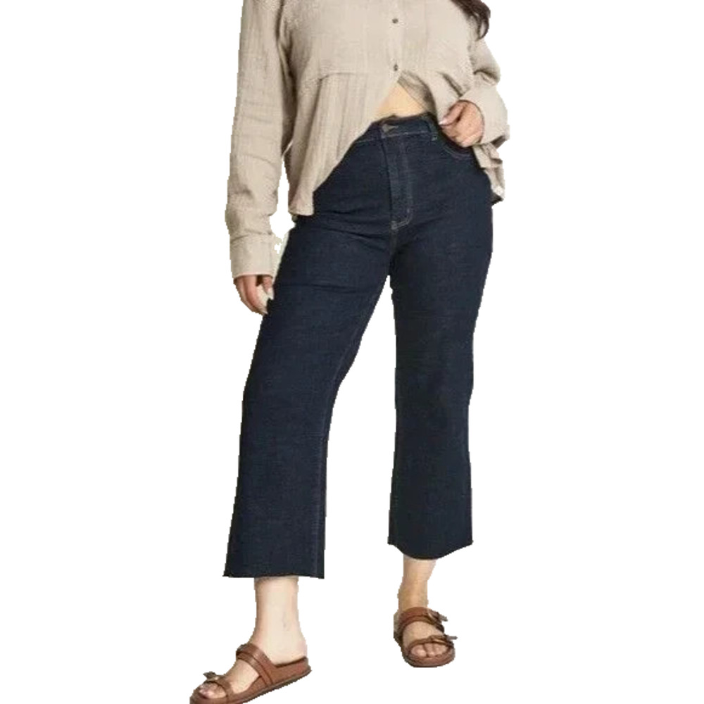 Oliver Logan Aberdeen Jeans Dark Wash Wide Leg Crop High Rise Raw Hem Denim 28 - Picture 14 of 14